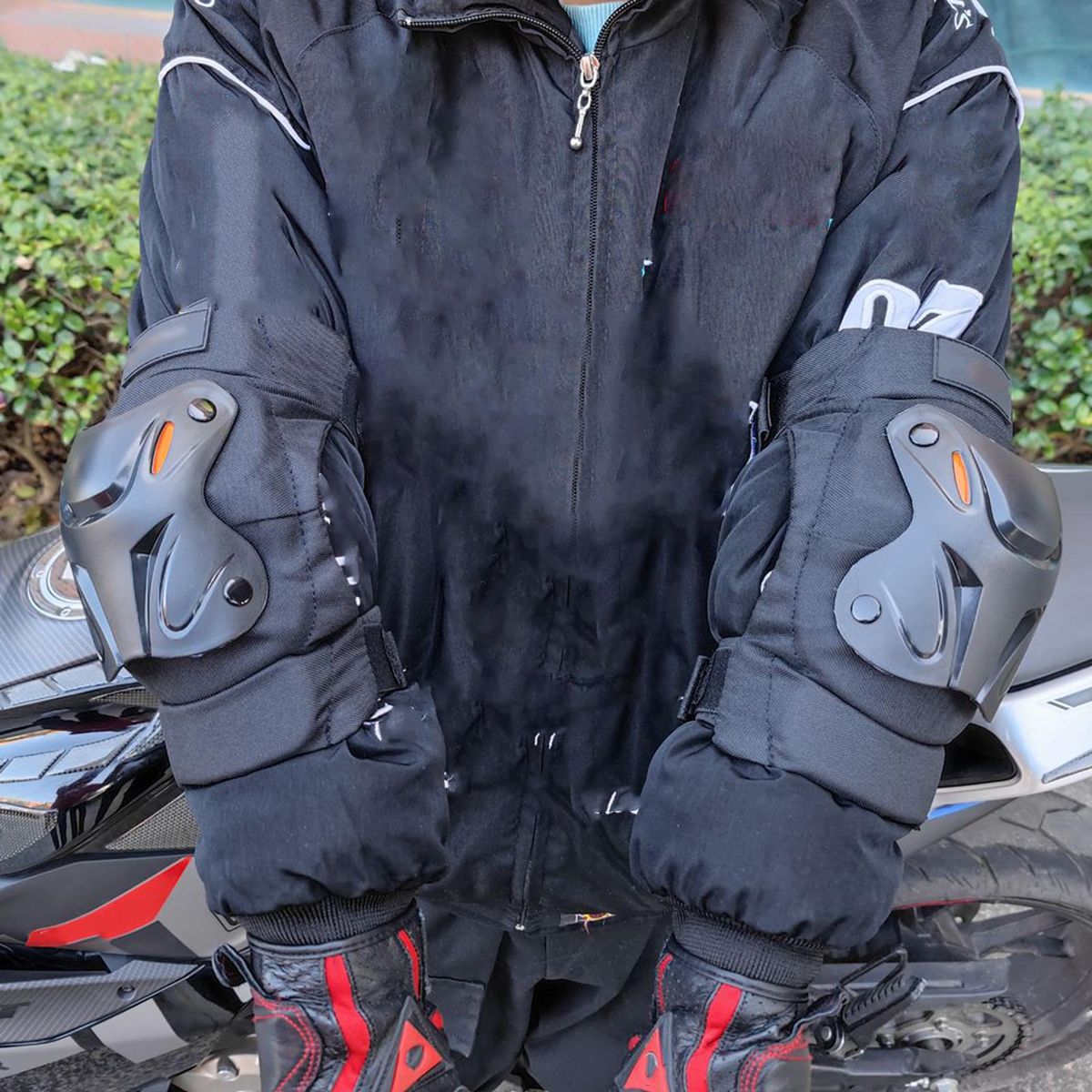 2 Pcs Motorcycle Riding Elbow Pads Adjustable Motorcycle Warm Elbow Pads Knee Pads Fall Protection Device with Reflective at Night
