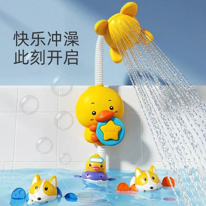 Cute Little Yellow Duck Electric Shower Head Children's Bathing Toys Bathroom Bathtub Suction Cup Baby Sprinkler Play Water Gift