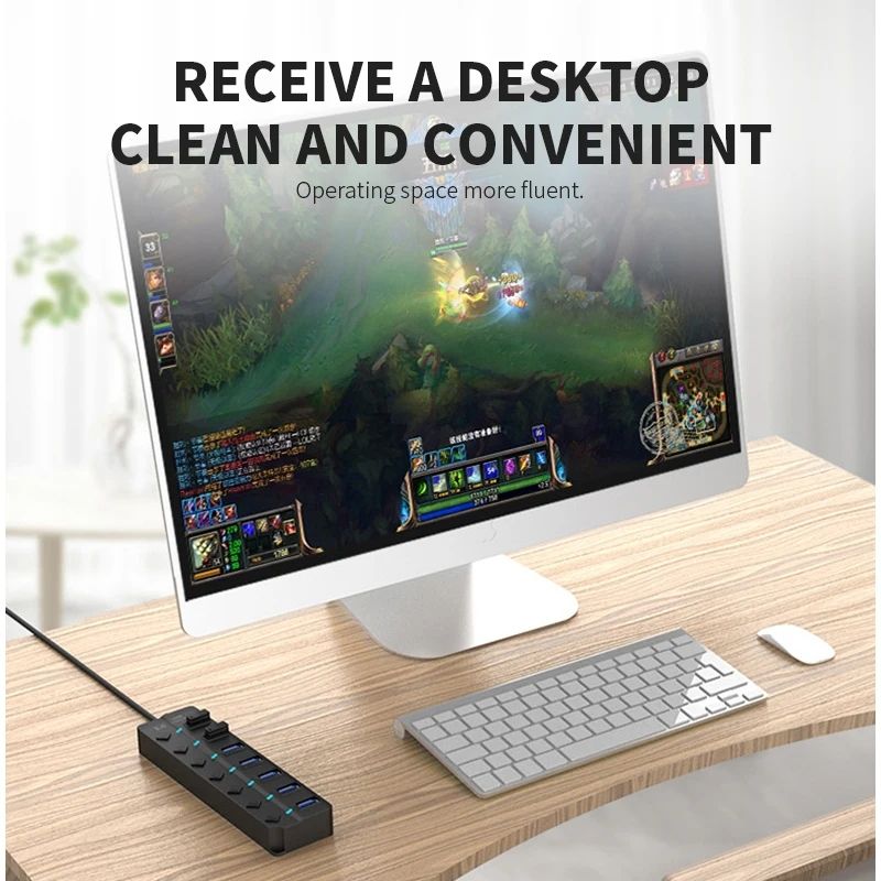 USB HUB 7Ports USB Hub USB Adjustable Adapter