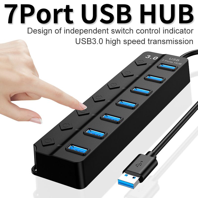 USB HUB 7Ports USB Hub USB Adjustable Adapter