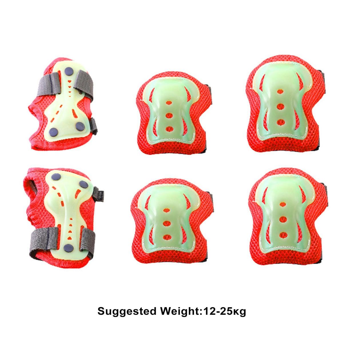 Youth Knee Pads Toddler Protective Gear Set Lightweight Shockproof Red