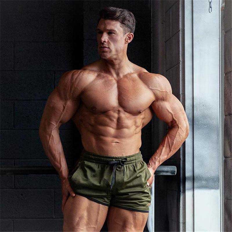 Men's Fitness Sports Quick-drying Shorts Mesh Breathable Shorts Beach Shorts Sportswear Joing Shorts Three-point Pants Men-Khaki