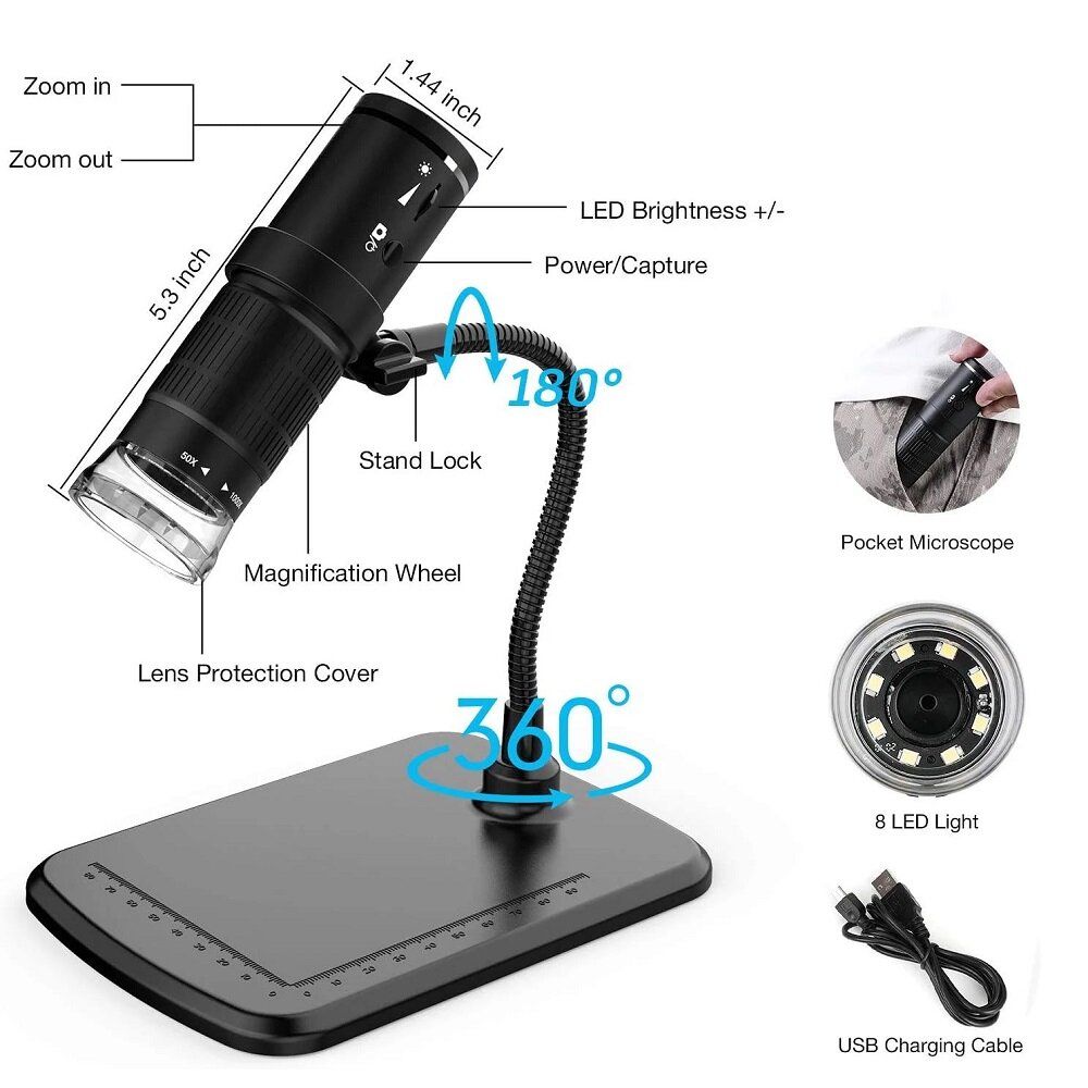 50X-1000X Wireless Digital Microscope Handheld USB HD
