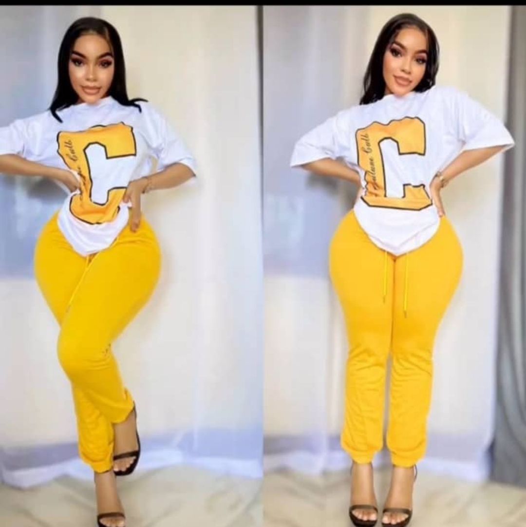 Female Up And Down Joggers And Polo-yellow