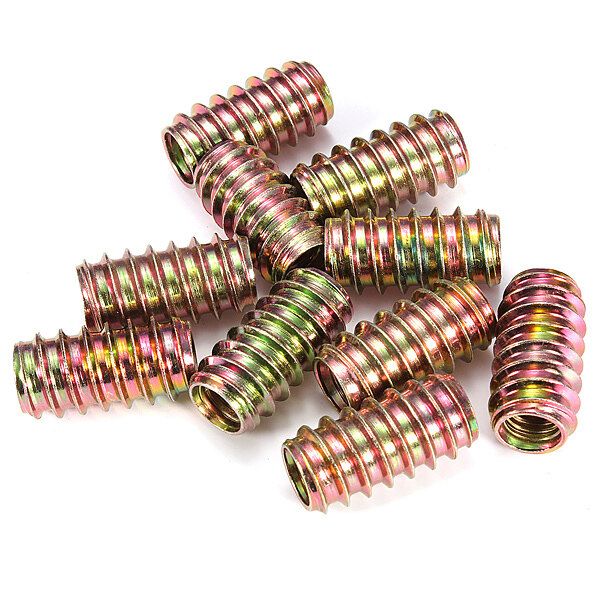 10pcs M8 E-Nut Wood Insert Nut Dowel Screw Fixing For Furniture Legs Bun Feet 8x25mm