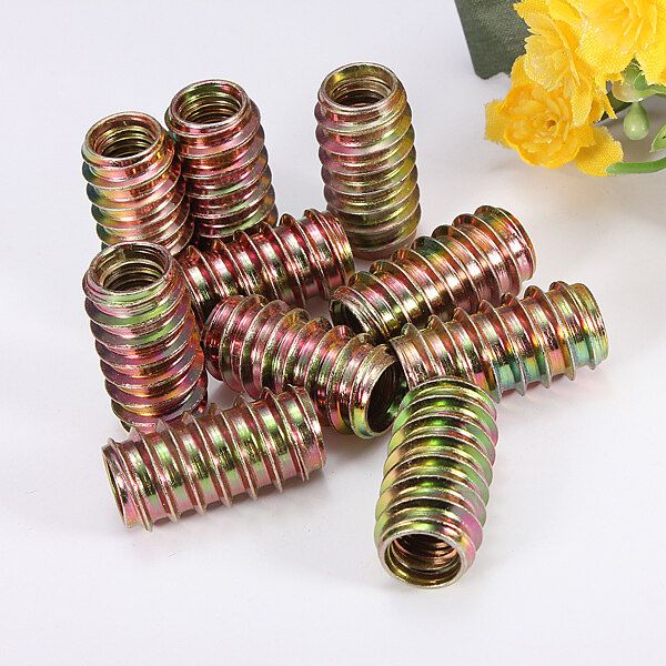 10pcs M8 E-Nut Wood Insert Nut Dowel Screw Fixing For Furniture Legs Bun Feet 8x25mm