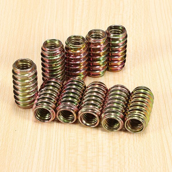 10pcs M8 E-Nut Wood Insert Nut Dowel Screw Fixing For Furniture Legs Bun Feet 8x25mm