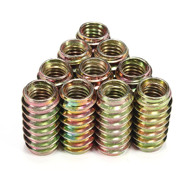 10pcs M8 E-Nut Wood Insert Nut Dowel Screw Fixing For Furniture Legs Bun Feet 8x25mm