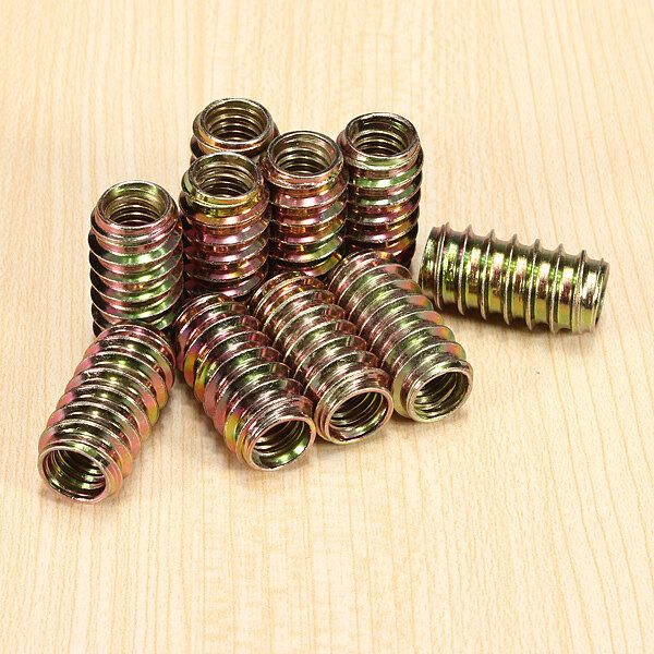 10pcs M8 E-Nut Wood Insert Nut Dowel Screw Fixing For Furniture Legs Bun Feet 8x25mm