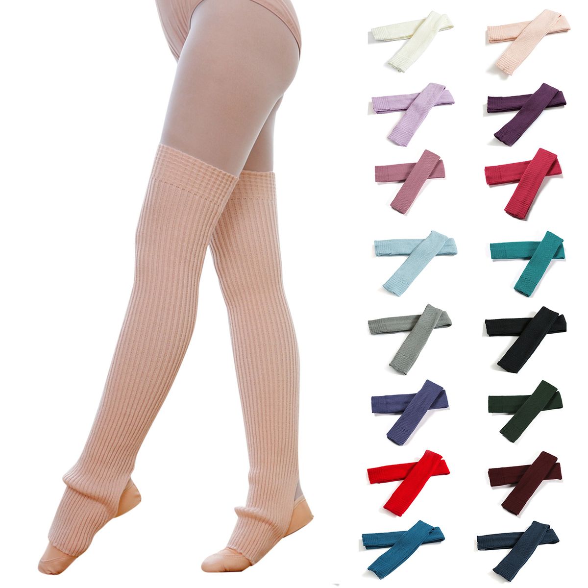 Women Yoga Stockings Open Heel Ribbed Knit Thigh High Leg