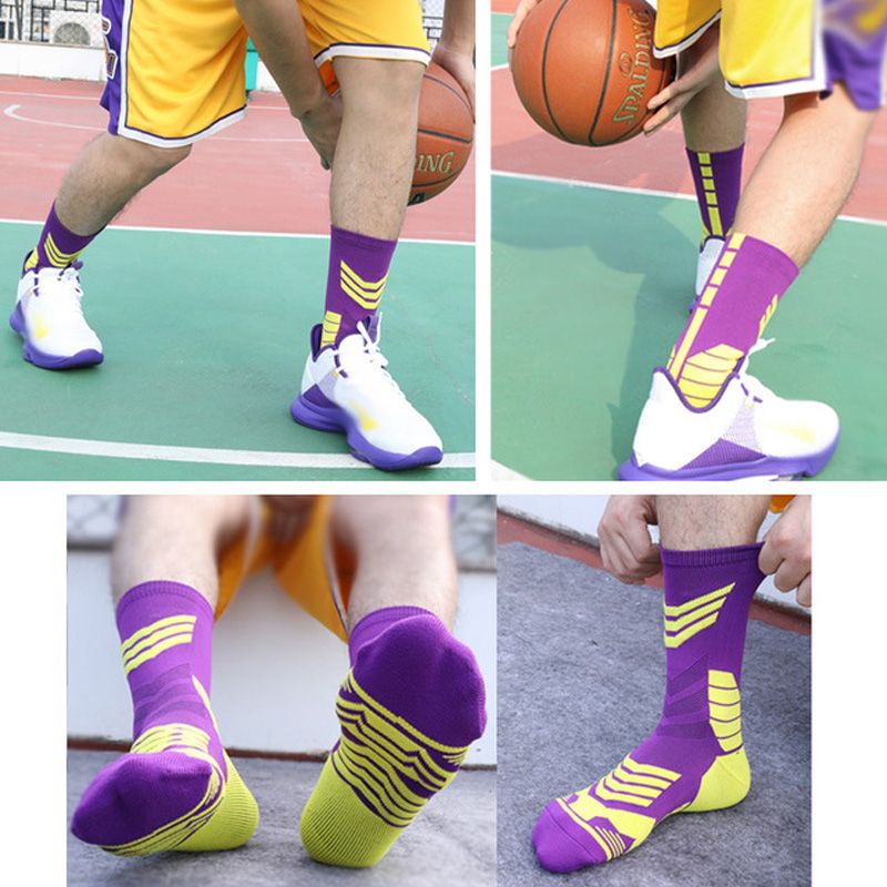 Men Football Sock,Adult Sport Non-Slip Soccer Sock (Purple)