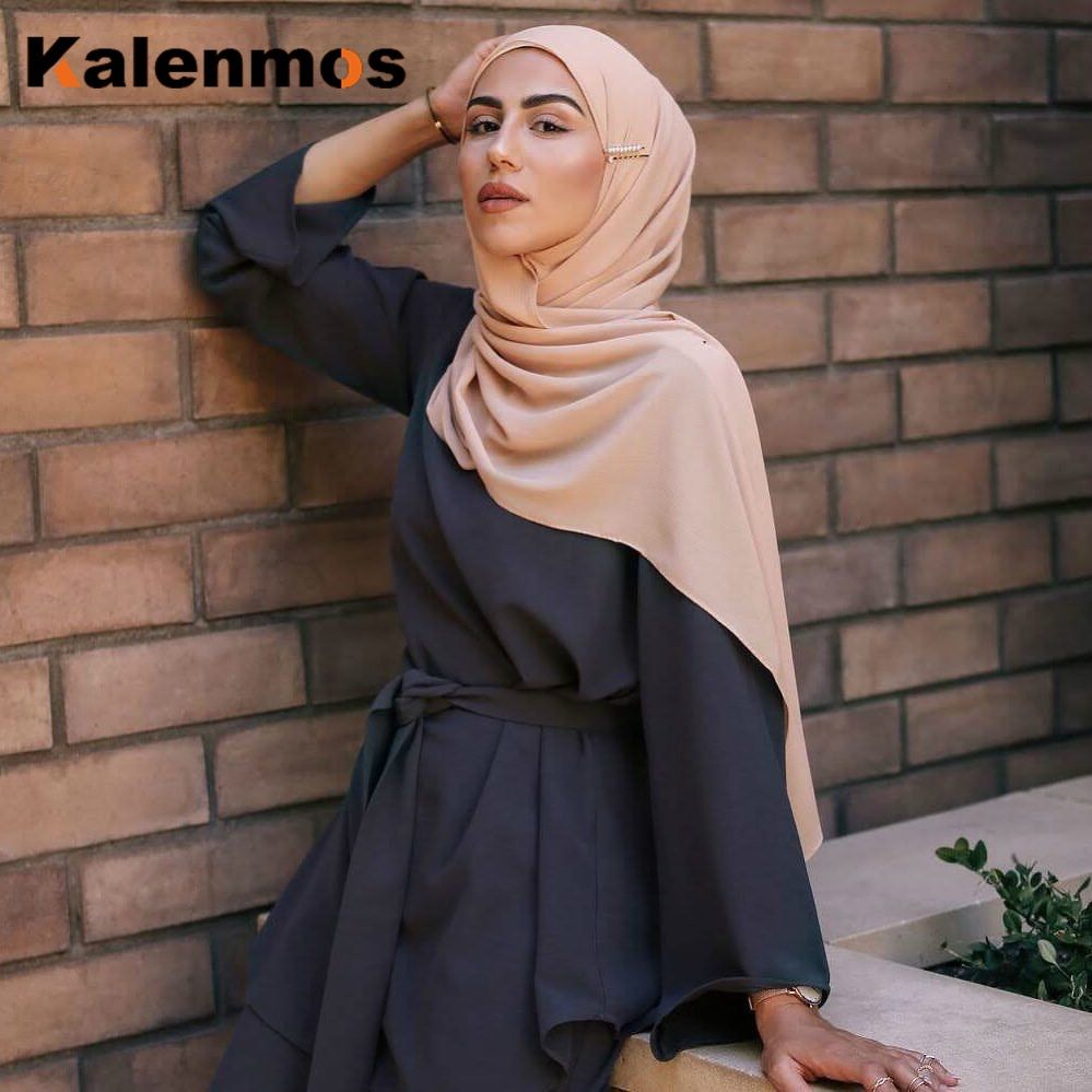 2pecs Set Blouse Wide Leg Pants Women Dubai Muslim Abaya Lace-up Solid Ropa De Mujer Kaftan UAE Islamic Clothing Turkey African（#Khaki）