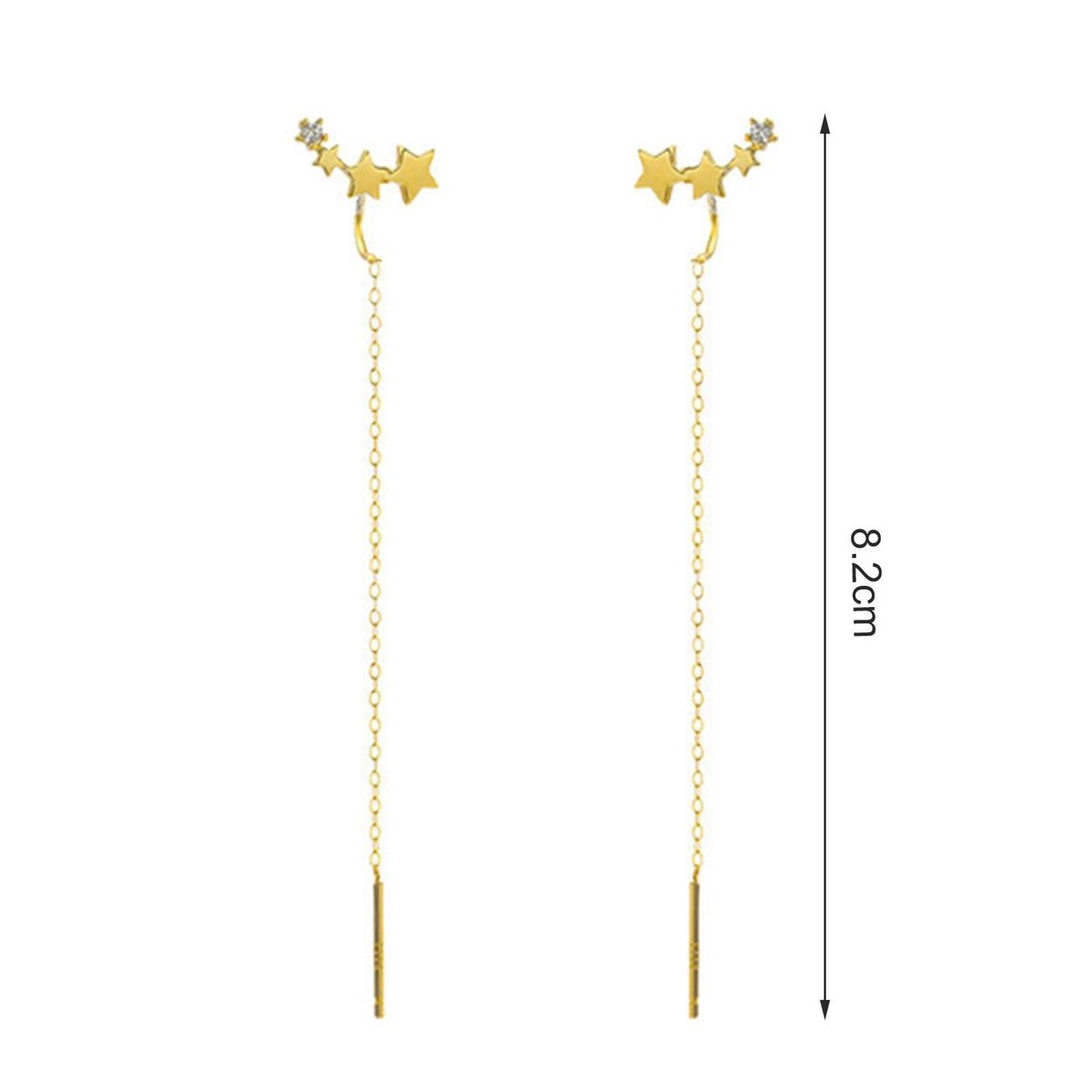 1 Pair Hanging Earrings Female Stars Chains Tassel Eardrop Silver