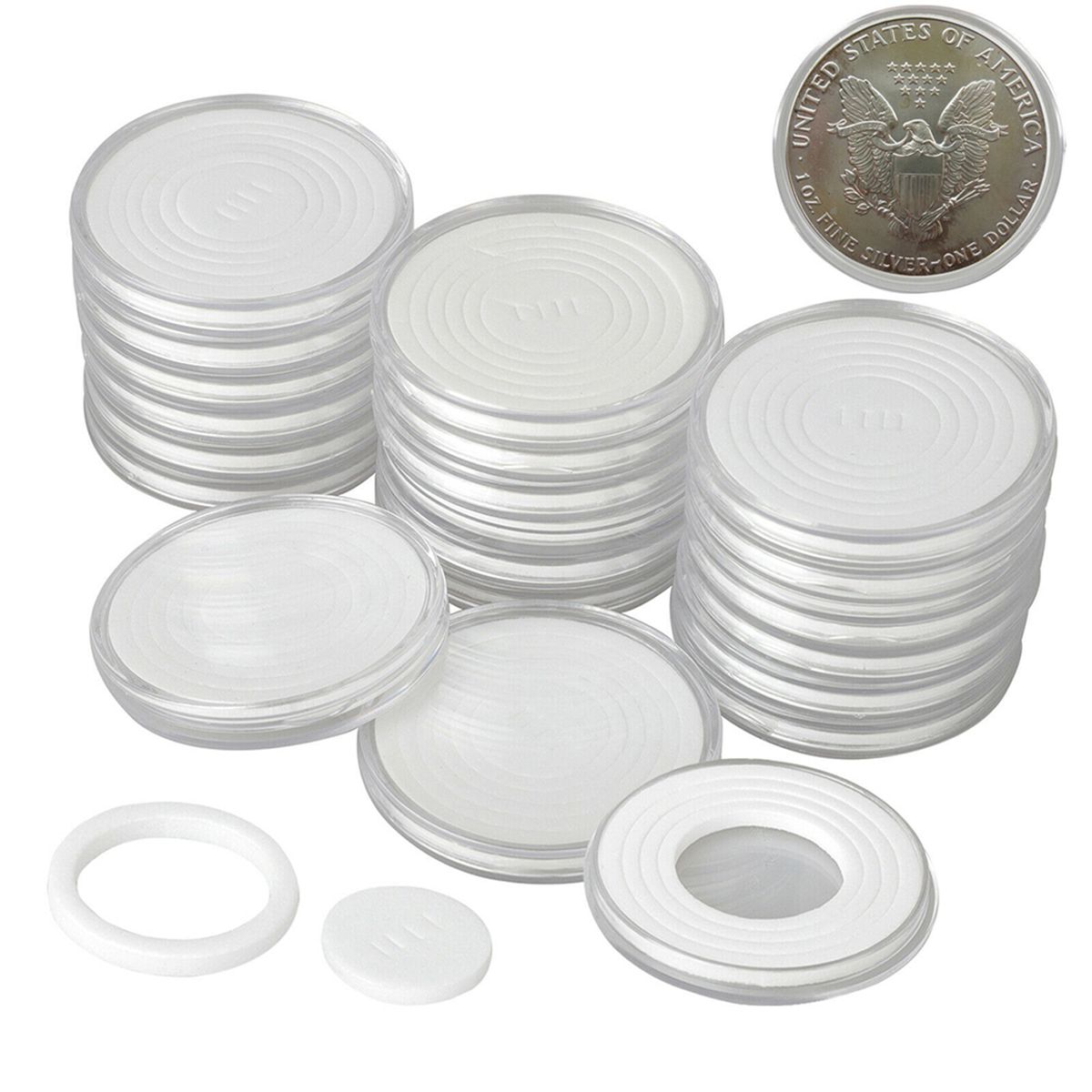 20 Sets 46mm Coin Holder Capsule Protector Collection-Clear