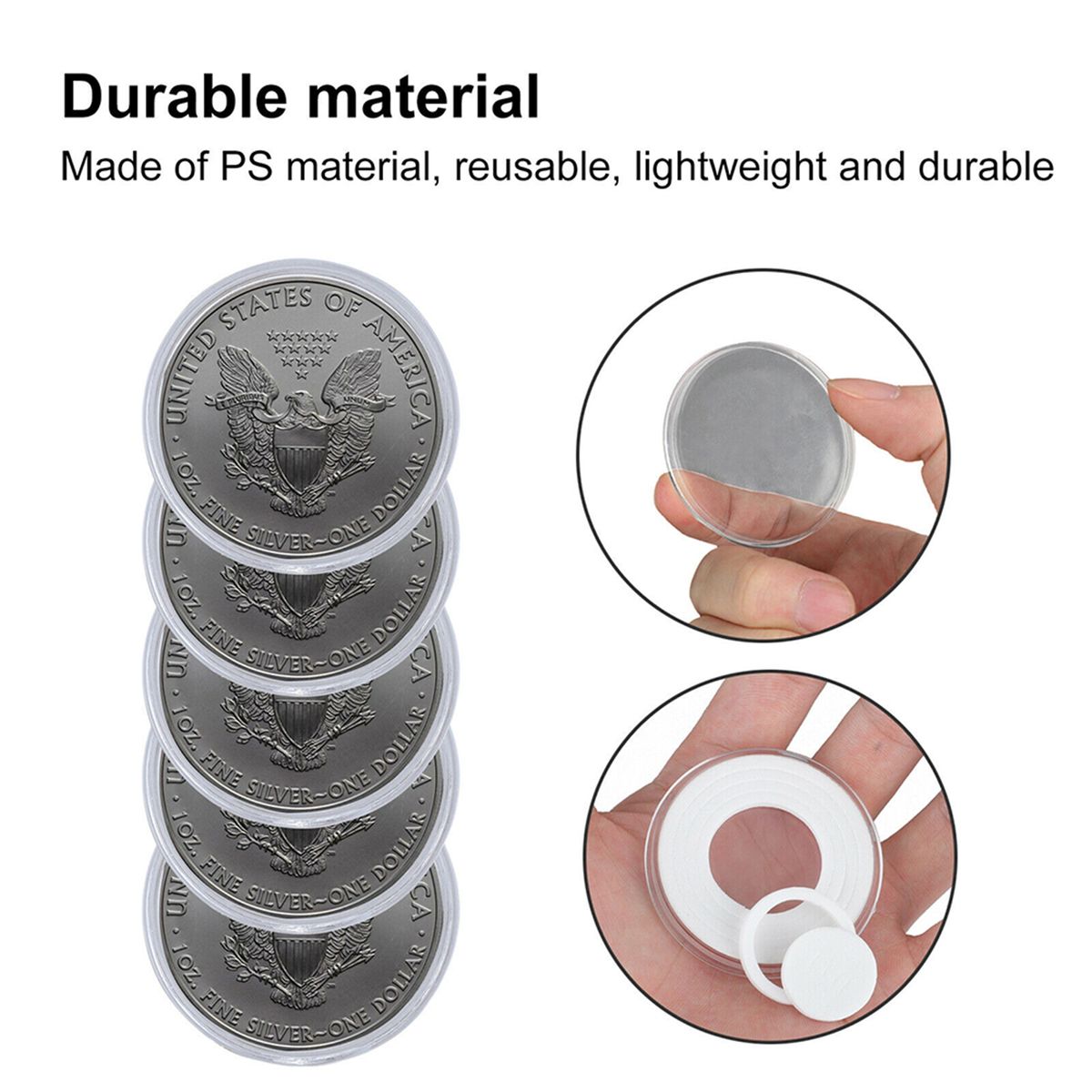 20 Sets 46mm Coin Holder Capsule Protector Collection-Clear