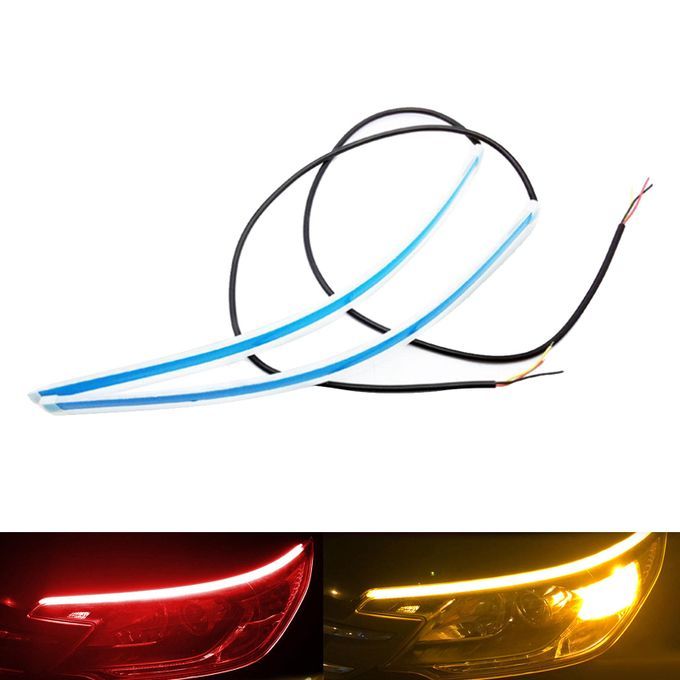 Set Of 2 Decorative Car Adhesive  Daytime Running Light R To Y 60cm