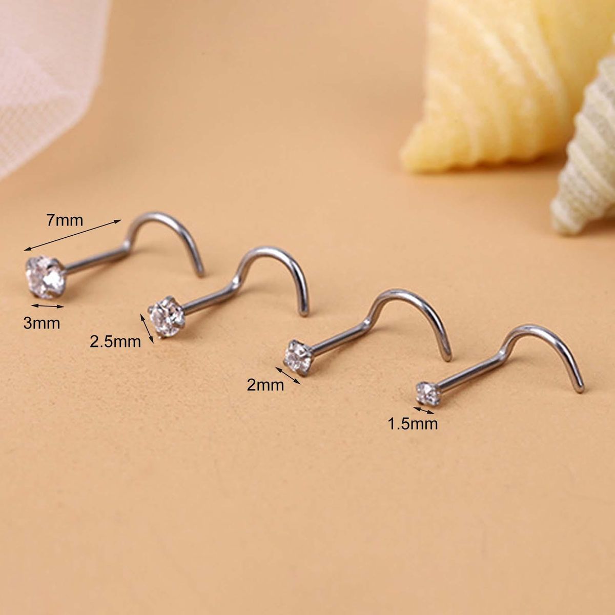 1Pc Exquisite Polishing Nose Ring Number Shaped Titanium-