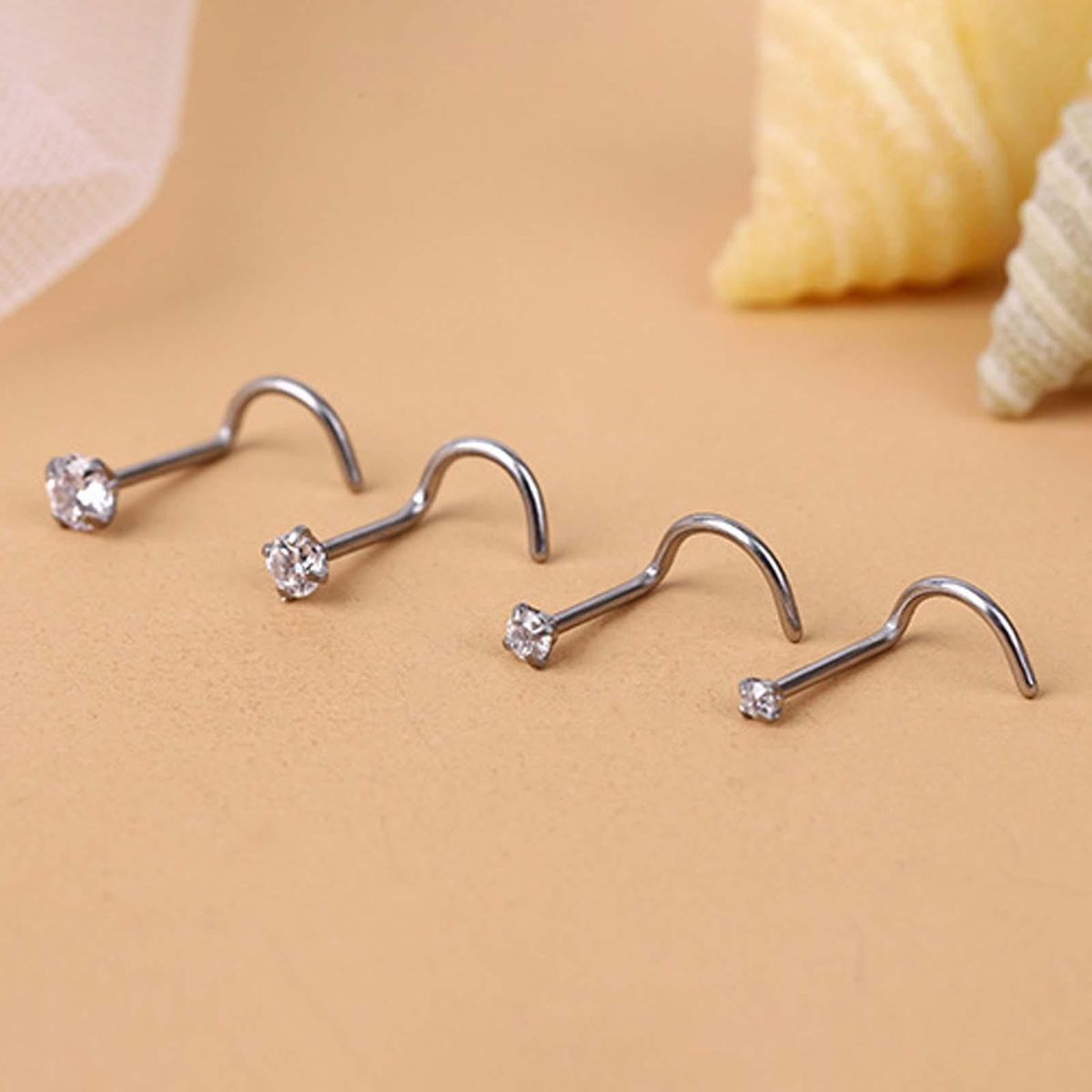 1Pc Exquisite Polishing Nose Ring Number Shaped Titanium-