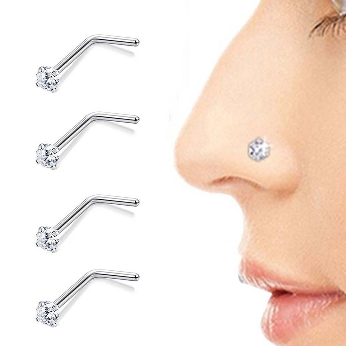 1Pc Exquisite Polishing Nose Ring Number Shaped Titanium-