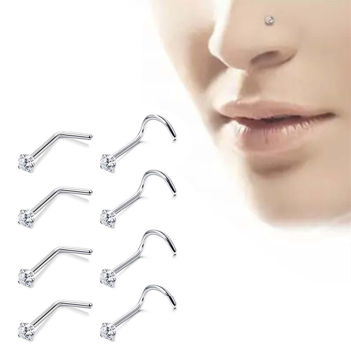 1Pc Exquisite Polishing Nose Ring Number Shaped Titanium-