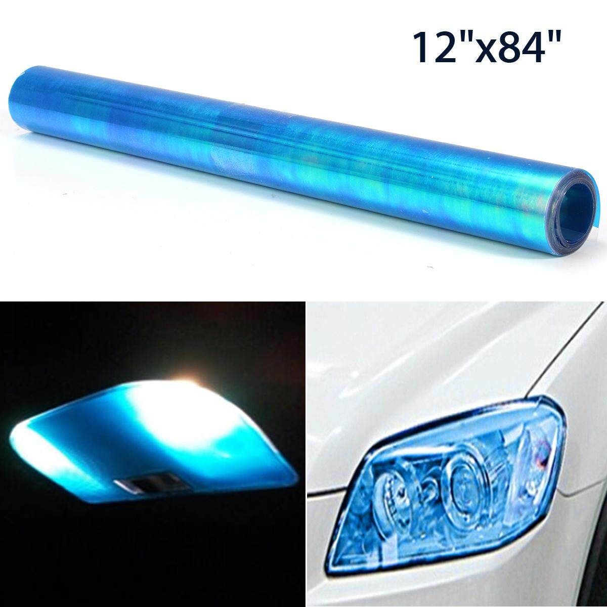 12''x84'' Chameleon Blue Headlight Taillight Car Fog Light Vinyl Film Protector