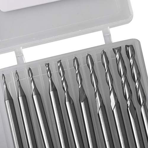 HOZLY CNC Router Bits Set 18 Shank CNC Bit End Mill Flat Nos