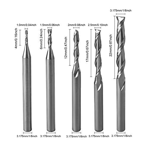 HOZLY CNC Router Bits Set 18 Shank CNC Bit End Mill Flat Nos