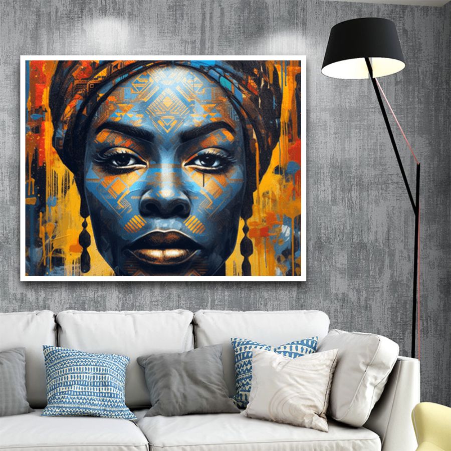 Native African Woman C Wall Frame Canvas Painting