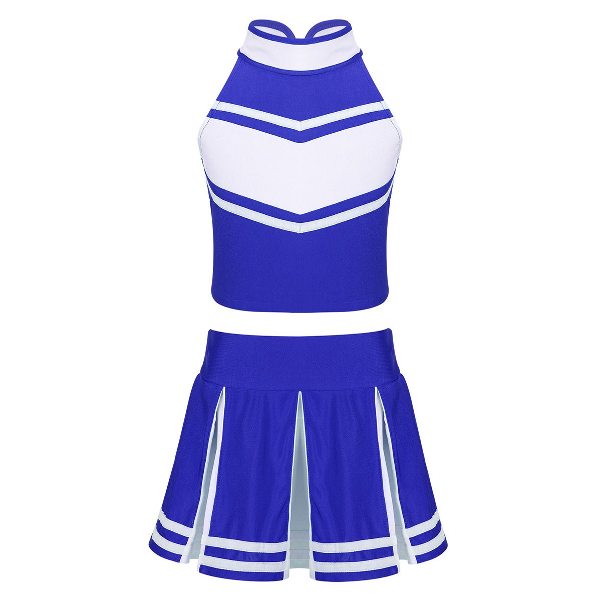 Kids Girls Cheerleader Costume Dancewear Outfit Zippered Tops With Pleated Cheerleading Mini Skirt Childrens Cheerleading Outfit