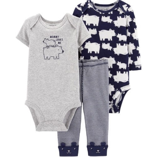 Baby Boy Mummy Loves Me Bodysuits And Matching Pant-3 Set