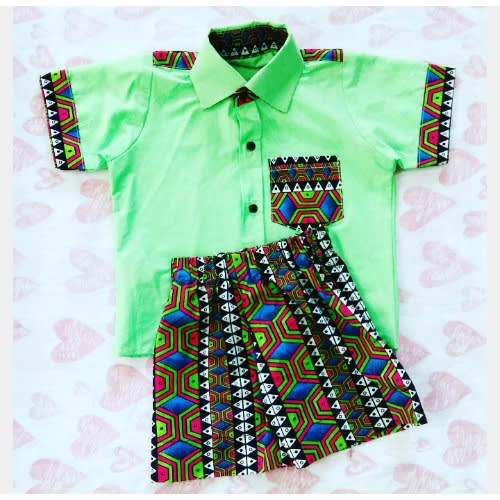 Lemon Ankara Boys Set