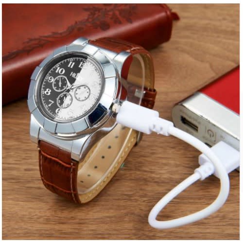 Military Wrist Watch With USB Cable + Rechargeable Cigarette Lighter