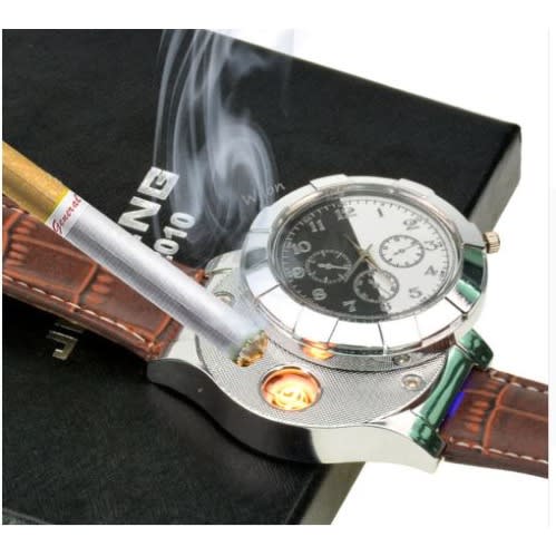 Military Wrist Watch With USB Cable + Rechargeable Cigarette Lighter