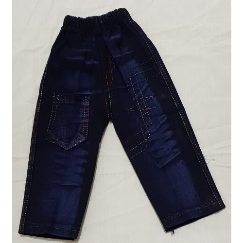 Boys Long Sleeve Checked Collared T-Shirt With Jeans Trouser - Blue
