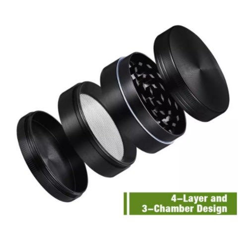 4 parts Metal Tobacco Weed Grinder & Crusher - Black
