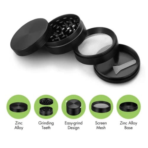4 parts Metal Tobacco Weed Grinder & Crusher - Black