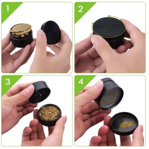 4 parts Metal Tobacco Weed Grinder & Crusher - Black