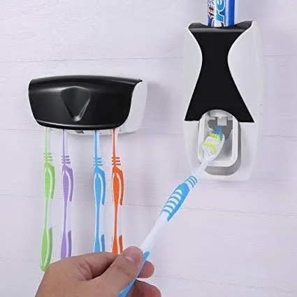 Toothpaste Dispenser And Toothbrush Holder