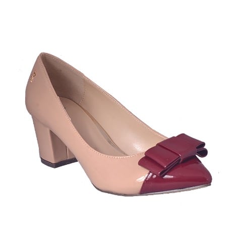 Heeled Shoe - Beige & Wine