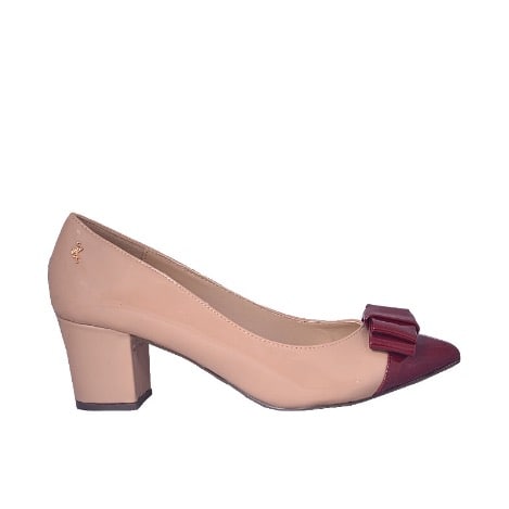 Heeled Shoe - Beige & Wine