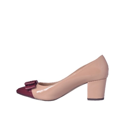 Heeled Shoe - Beige & Wine
