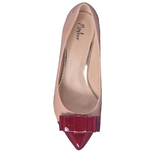 Heeled Shoe - Beige & Wine
