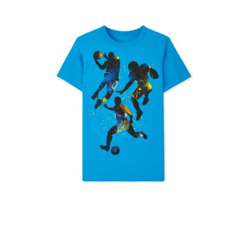 Boys Soccer Variety Graphic T-shirt - Blue Aqua