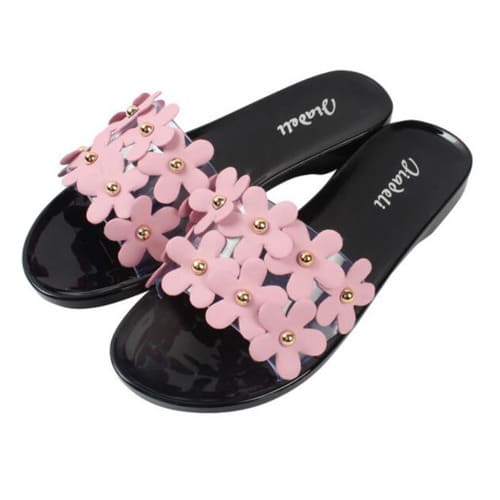 Lovely Flowers Women Jelly Fashion Slippers - Black