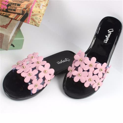 Lovely Flowers Women Jelly Fashion Slippers - Black