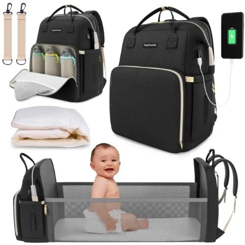 Baby Diaper Bag Backpack With Changing Station And Usb Charging Port