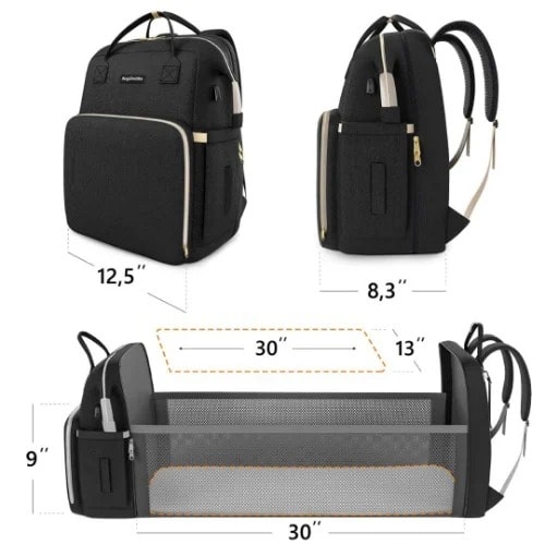 Baby Diaper Bag Backpack With Changing Station And Usb Charging Port