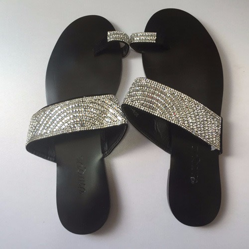 Toe Ring Slippers with Silver Stones