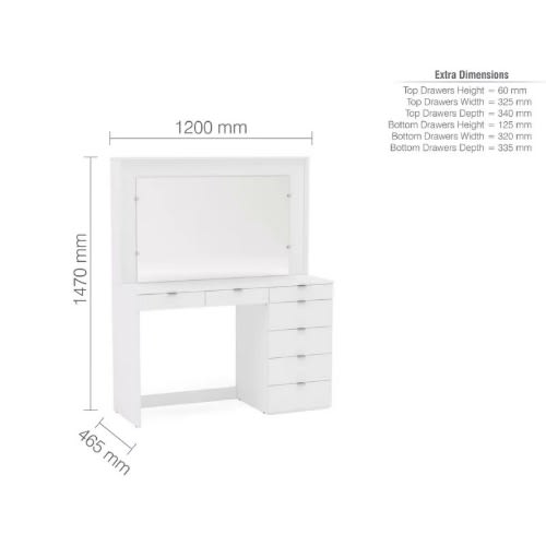 Birlea - Chloe 7 Drawer Dressing Table And Mirror - White
