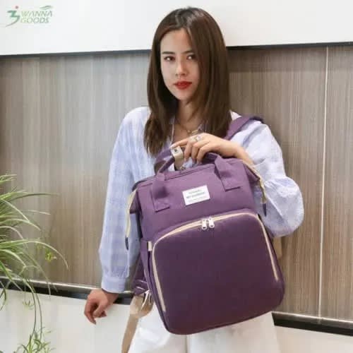 Baby Diaper Bag With Changing Station Foldable Bed Crib Backpack